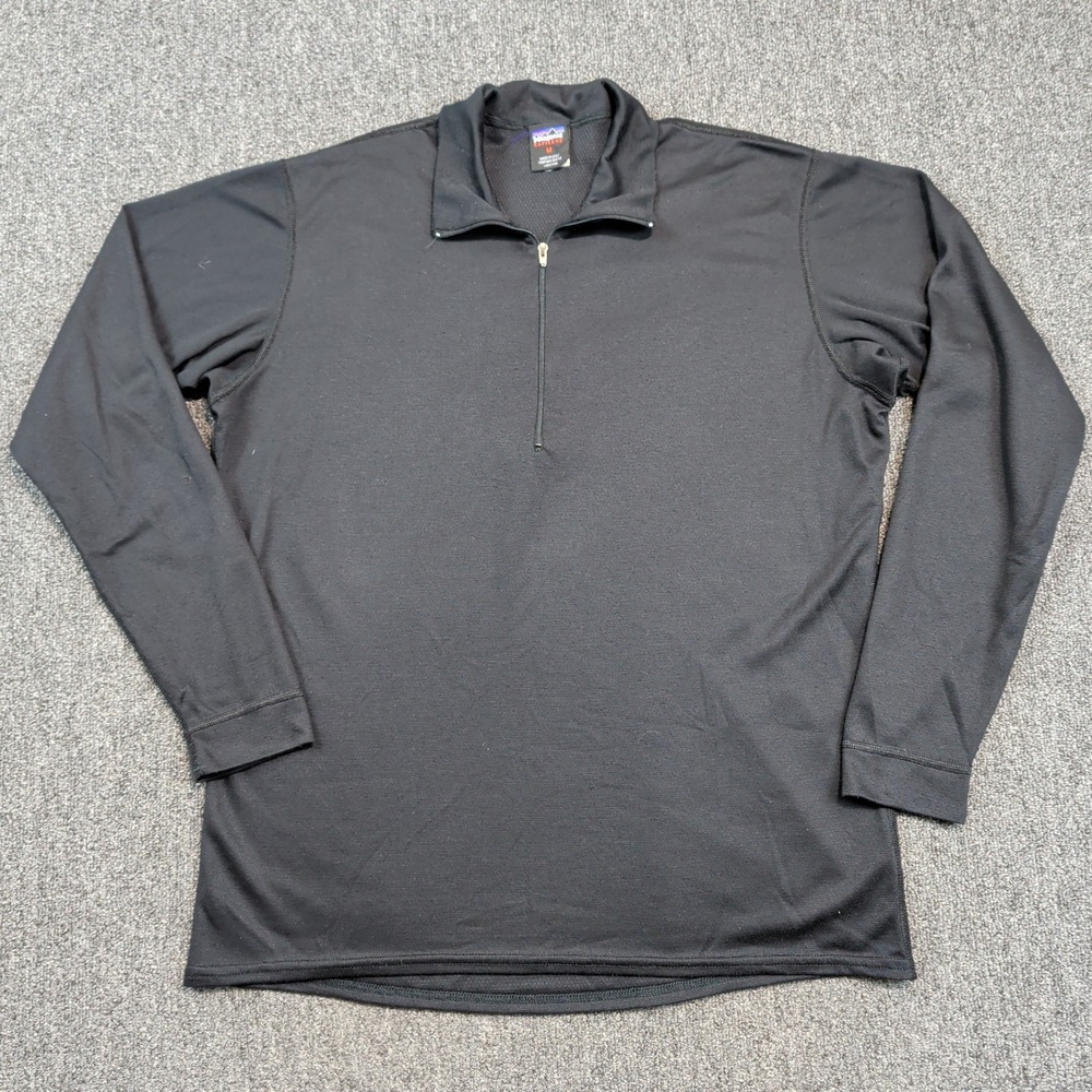 Patagonia Vintage Capilene 1/4 Zip Pullover Medium Black Gorpcore Hiking Top USA